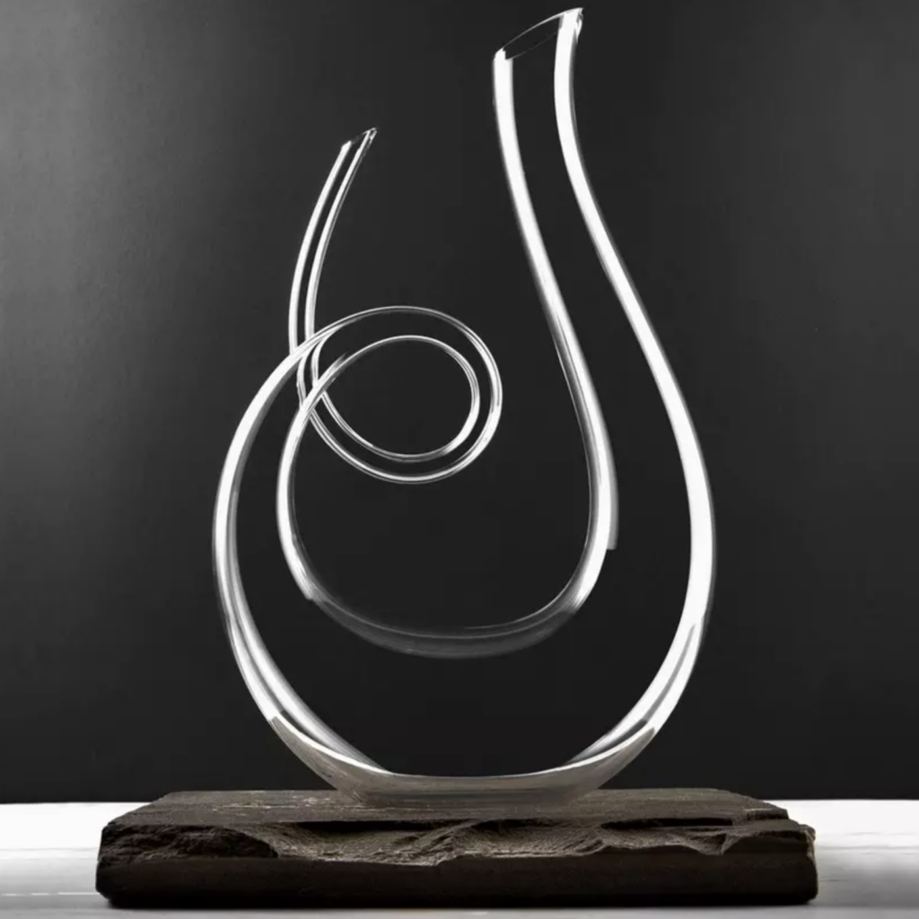 wine decanter against charcoal dark background